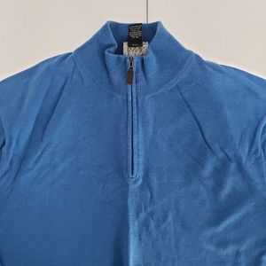 Jos A Bank Sweater Mens XL  Signature Pima Cotton 1/4 Zip Blue Pull Over